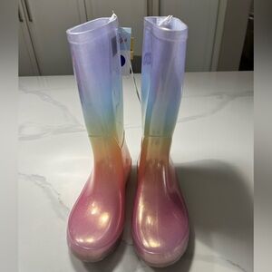 New Rainbow Ombre Rain Boots. size 6
